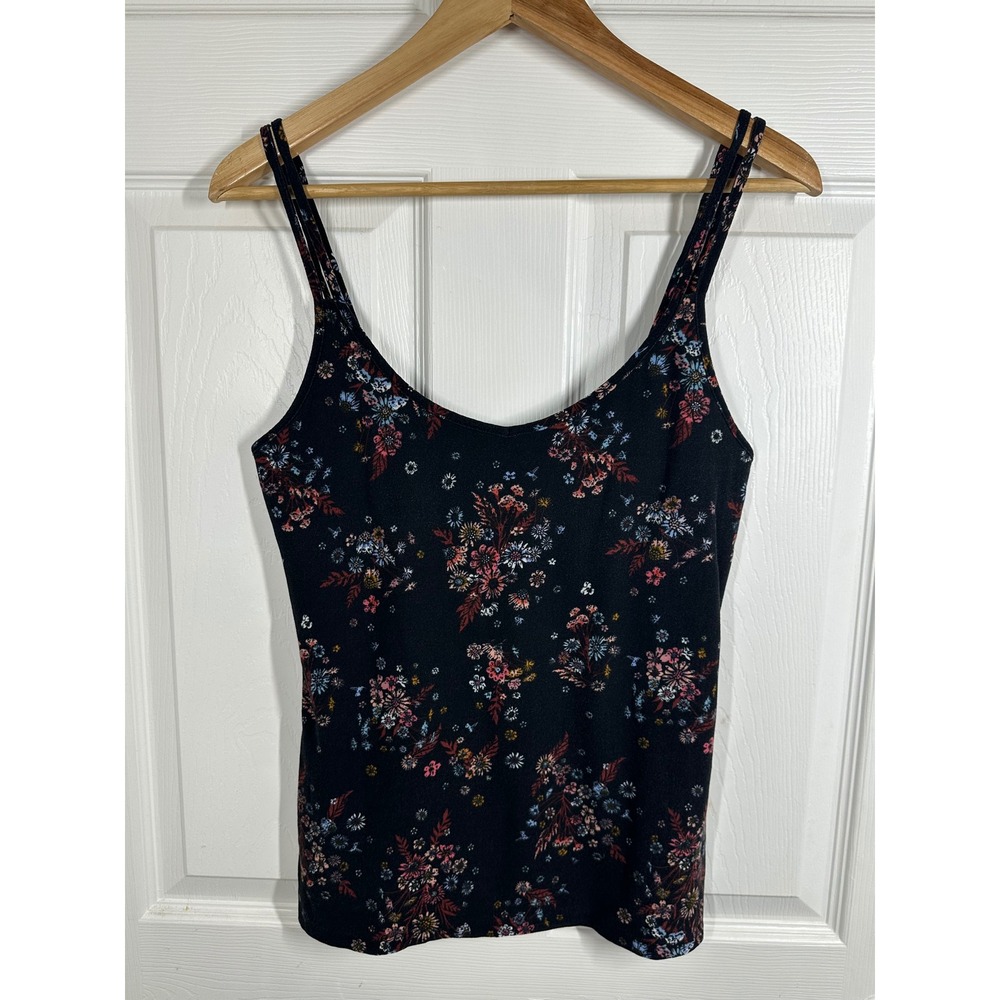 Mudd Cami Top Womens S Black Floral Spaghetti Strap Scoop Neck In Good Condition